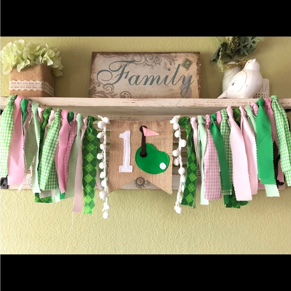 Baby Girl First Birthday Golf Highchair Banner Cake Smash Decor Handmade - Picture 7 of 7